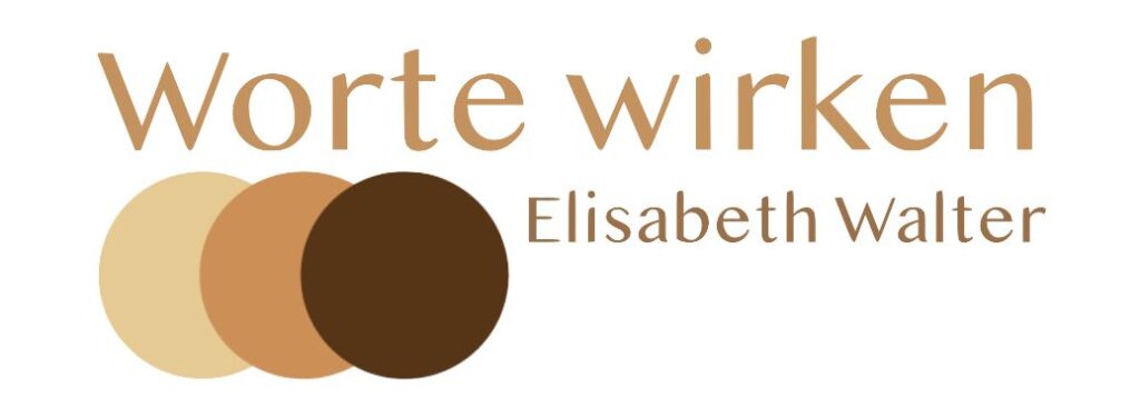 Logo „die Aufstellerin – Elisabeth Walter“ mit eleganter Schrift und drei überlappenden Kreisen in warmen Naturtönen, Symbol für Aufstellungsarbeit, Balance und ganzheitliche Begleitung.